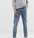 Asos Design Tall Skinny Jeans In Vintage Mid Wash - Blue