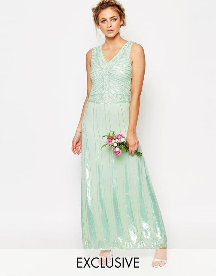 Maya Vintage Embellished Maxi Dress - Hint Of Mint