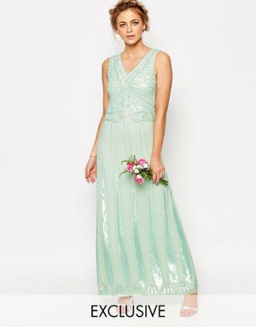 Maya Vintage Embellished Maxi Dress - Hint Of Mint