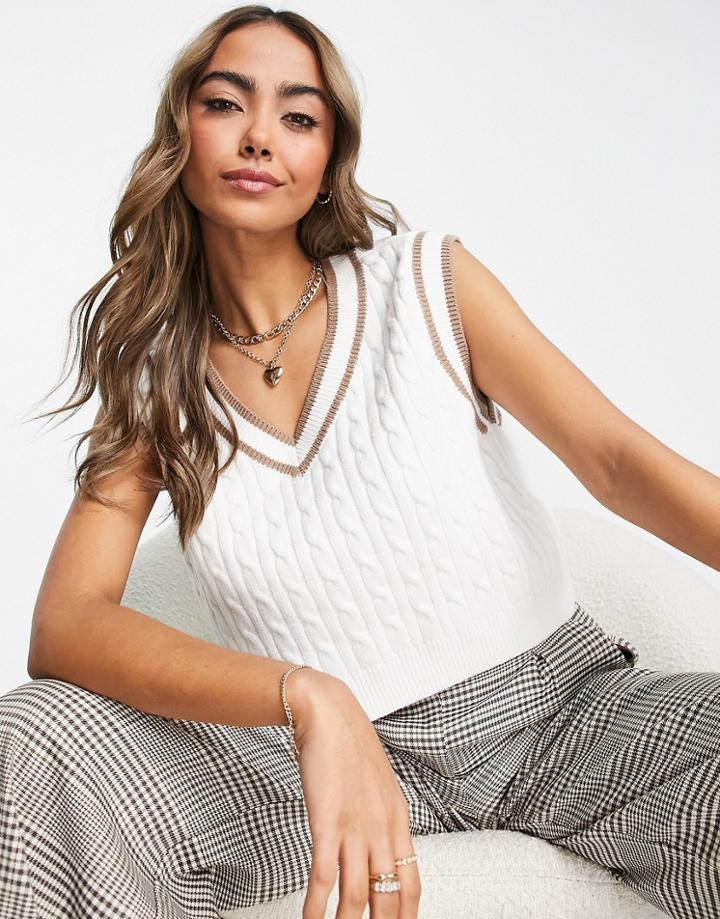 Hollister Knitted Sweater Vest In Cream-white