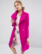 Ted Baker Aurore Long Wrap Collar Coat In Pink - Pink