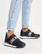 Love Moschino Lace And Logo Detail Sneakers In Black