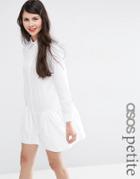 Asos Petite Drop Waist Shirt Dress - White