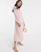 Warehouse Pleated Maxi Dress In Pink