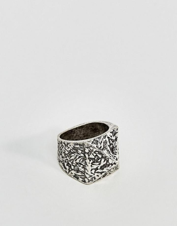 Asos Ring With Raised Triangle Design - Silver