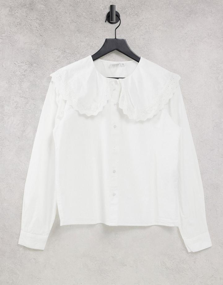 Jdy Shirt With Oversized Collar In White