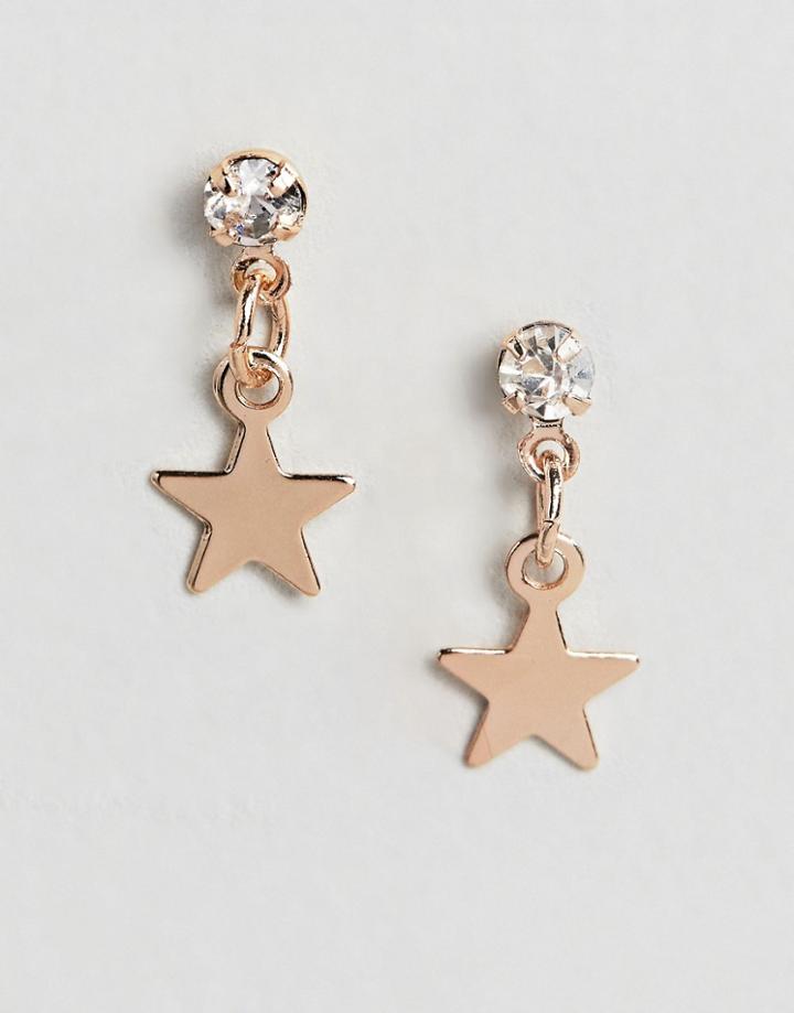 Designb London Gold Star Drop Earrings - Gold