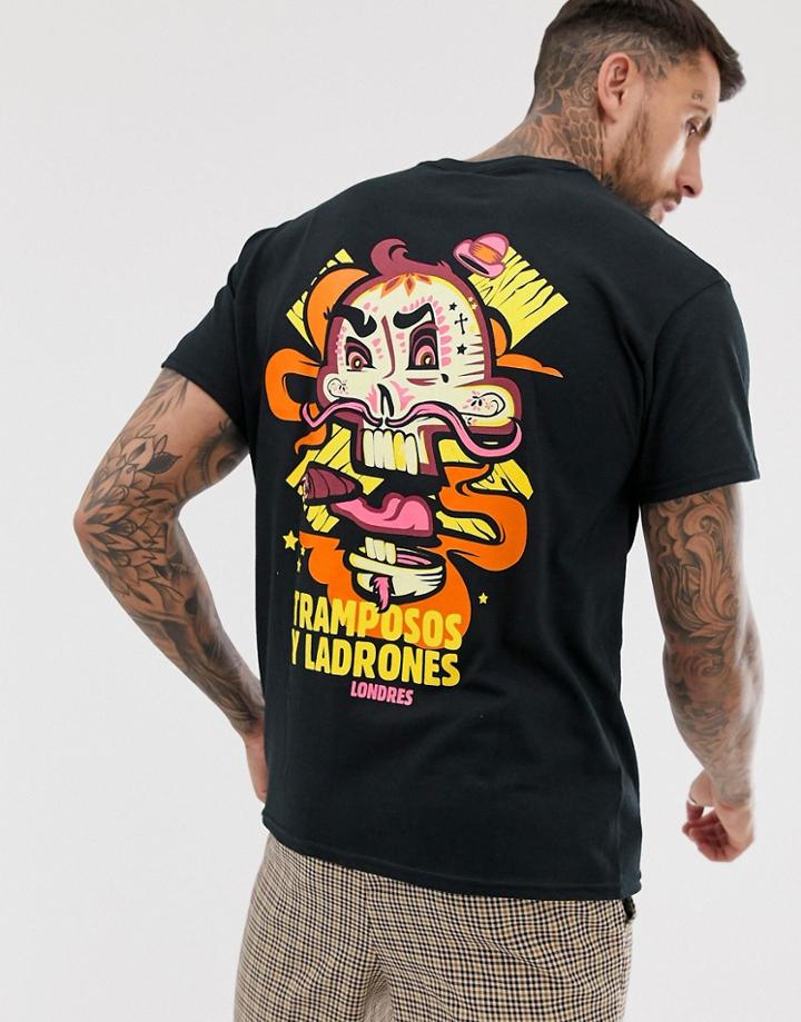 Cheats & Thieves Skull Back Print T-shirt In Oversized Fit-black