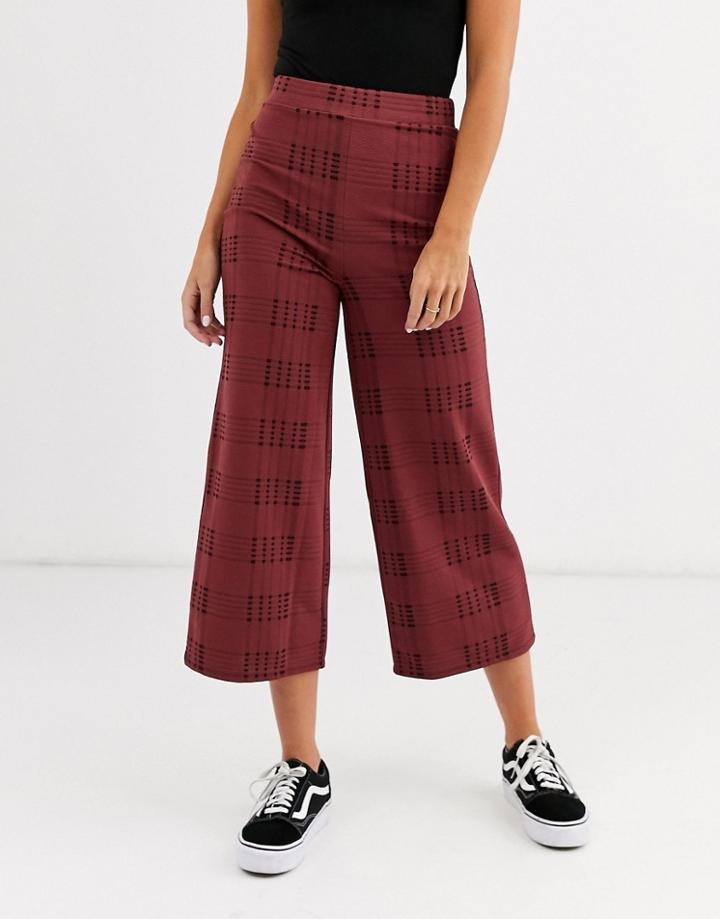 Asos Design Textured Check Culotte Pants-multi