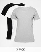 Tommy Hilfiger Stretch Crew Neck T-shirts In 3 Pack In Regular Fit - Multi