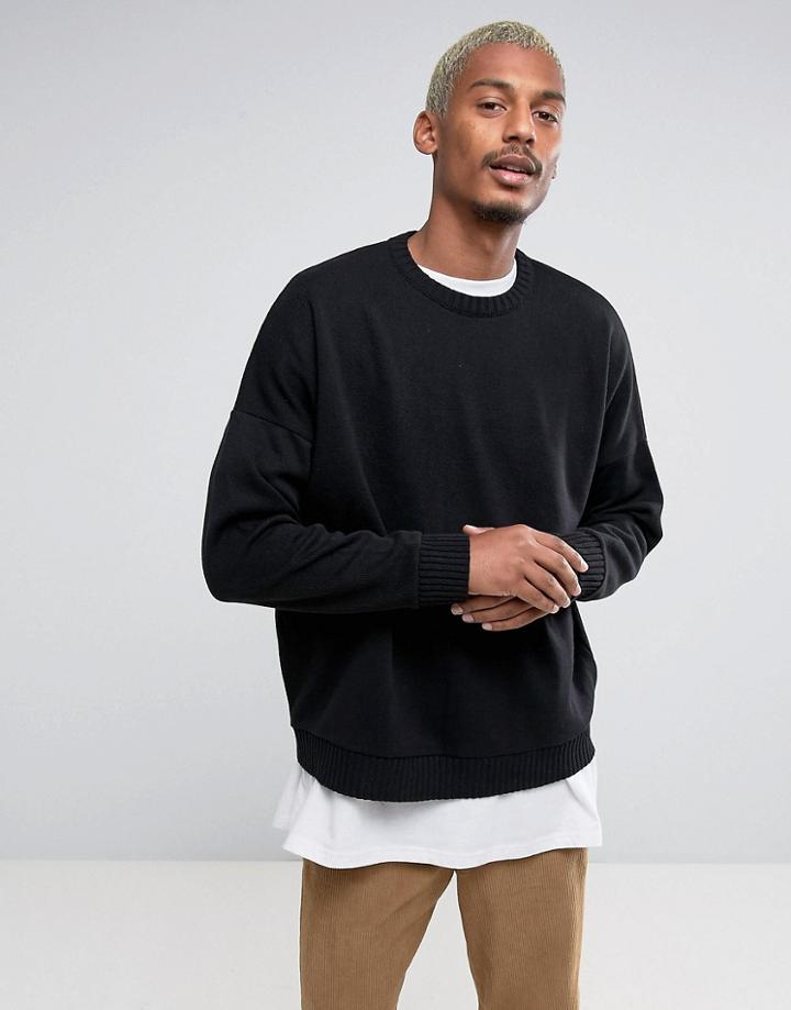 Asos Midweight Sweater In Black - Black