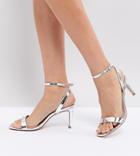 Asos Half Time Barely There Heeled Sandals - Silver