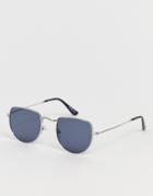 Pieces Small Aviator Sunglasses-silver