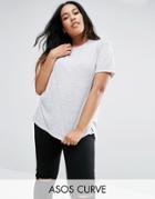 Asos Curve T-shirt With Stepped Hem - Gray