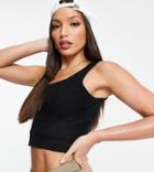 Threadbare Tall Cora Fluffy Knit Crop Top In Black