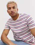 Asos Design Organic Cotton Relaxed Stripe T-shirt In Ecru - Gray
