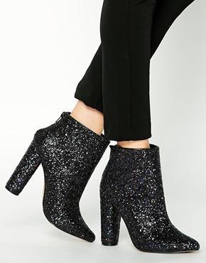 Aldo Fahlstrom Glitter Heeled Pointed Ankle Boots - Midnight Glitter