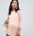Asos Design Maternity Nursing Smock Top With Crochet Trim Insert - Pink