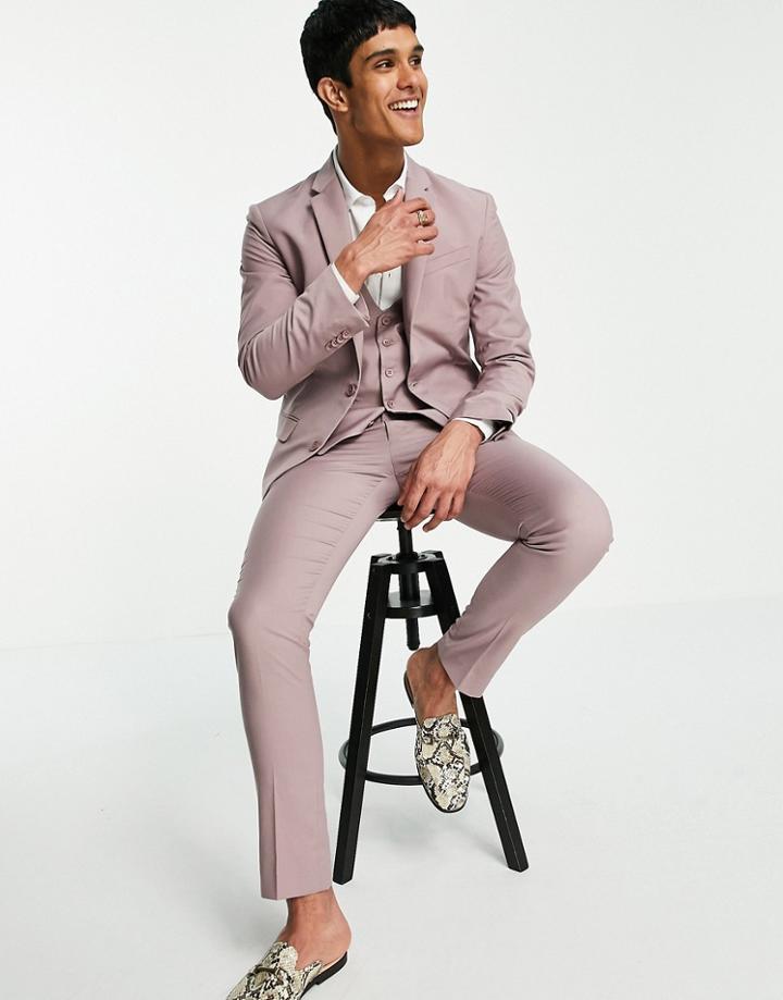 New Look Skinny Suit Pant In Pale Pink