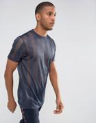 Asos Longline Mesh T-shirt In Navy - Navy