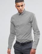 Noak Skinny Smart Shirt In Ditsy Floral Print - Black
