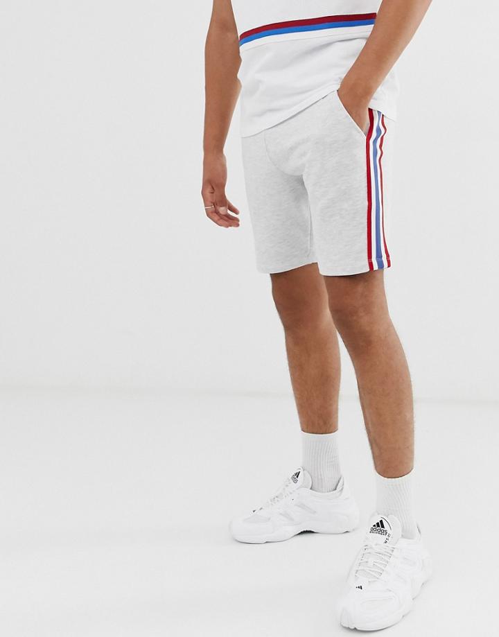 Asos Design Jersey Skinny Shorts In White Marl With Side Tape