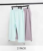 Asos Design 2 Pack Super Oversized Sweatpants With Toggle Bottom In Blue/purple-multi
