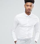 Asos Design Tall Stretch Slim Oxford Shirt In White