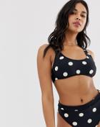 Billabong Spot Crop Bikini Top In Black And White - Multi