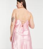 Vero Moda Curve Satin Cowl Neck Midi Night Dress In Light Pink