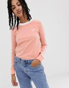Adidas Originals Adicolor Three Stripe Long Sleeve T-shirt In Pink - Pink