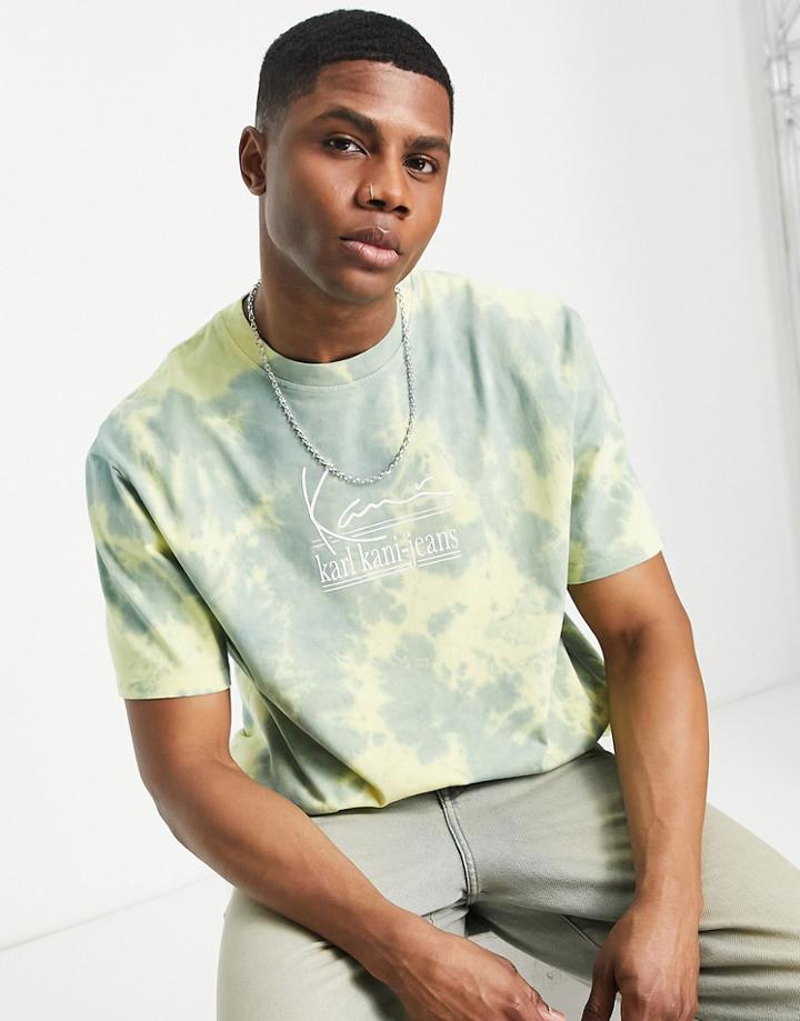 Karl Kani Signature T-shirt In Blue Tie Dye-multi