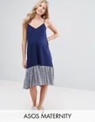 Asos Maternity Gingham Hem Cami Dress - Navy