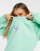 Daisy Street Oversized Sweatshirt With Whoops Print In Pastel-green