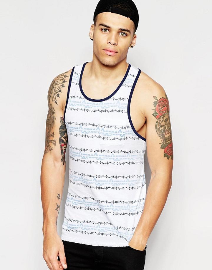 Another Influence Reverse Geo-tribal Print Tank - White