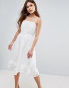 Vero Moda Broderie Detail Midi Cami Dress - White