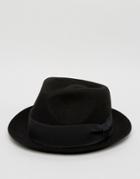 Asos Pork Pie Hat With Pinched Crown In Black - Black