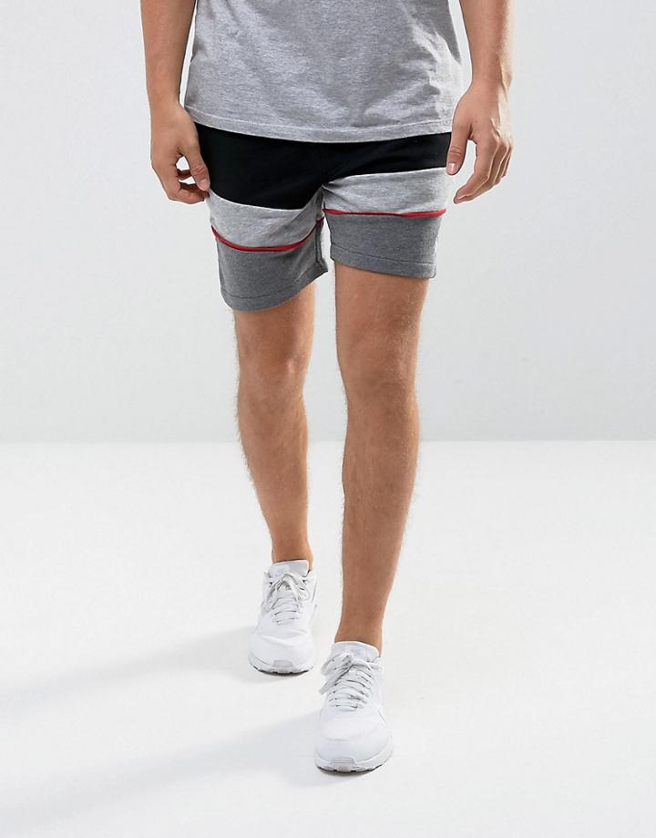 Intense Skinny Shorts In Black With Contrast Panels - Black