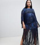 A Star Is Born Plus Embellished Mini Dress With Tassel Detail In Blue - Blue
