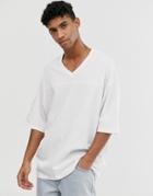 Asos Design Oversized Hockey T-shirt In White - White