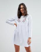 Influence Embroidered Smock Dress - Multi