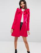 Asos Skater Coat With Frills - Pink