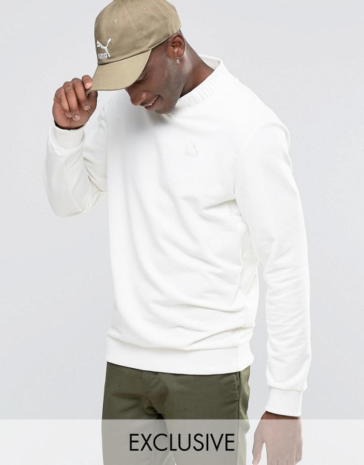 Puma High Neck Sweatshirt With Embroidered Puma Logo Exclusive To Asos - White