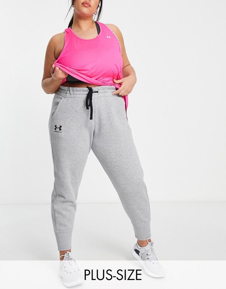 Under Armour Plus Rival Fleece Sweatpants In Gray Heather