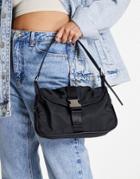 Topshop Nylon Buckle Shoulder Bag In Black