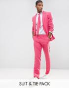 Opposuits Prom Slim Suit + Tie In Pink - Pink