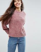 Asos Sweater In Chenille With Wide Sleeves - Purple