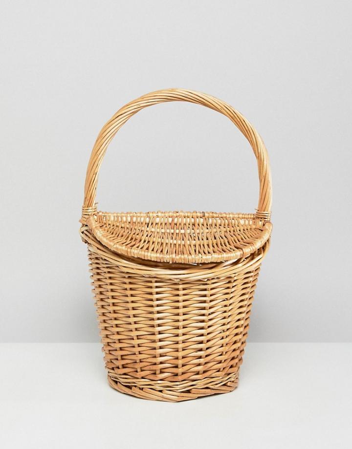 Mango Mini Picnic Basket Bag In Natural - Beige