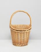 Mango Mini Picnic Basket Bag In Natural - Beige