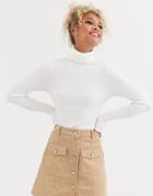 New Look Roll Neck Sweater In Cream-white
